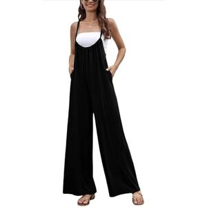 Deep Self Womens Loose Casual Sleeveless Black Wide Leg Jumpsuit Size L NEW Boho